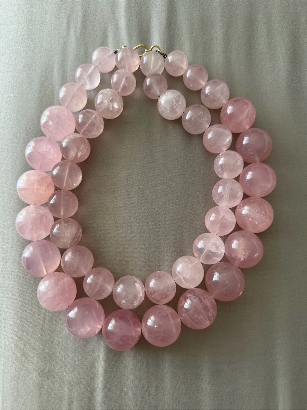 Rose Quartz Beaded 2-Strand Statement Necklace - Custom Design